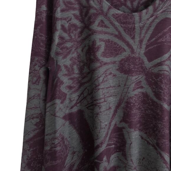 Soft Surroundings Women's Tunic Knit Top Size L Floral Purple Lagenlook Stretch - Picture 8 of 9